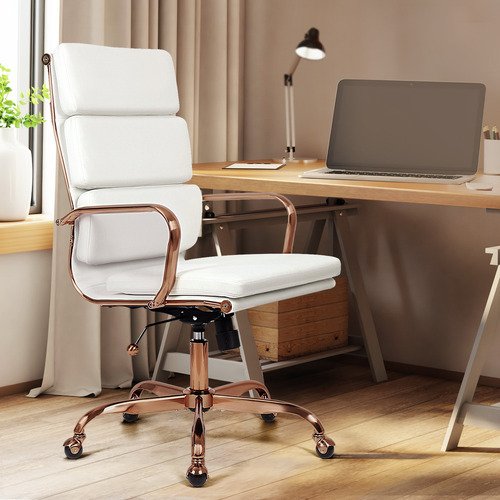 White desk chair best sale with rose gold legs